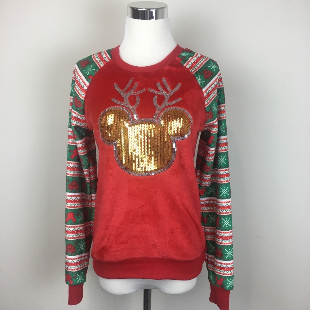 Mickey Mouse Sequin Reindeer Christmas Sweater - Picture 4 of 8